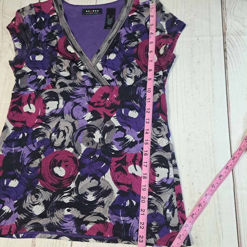 Axcess By Liz Claiborne Purple, Gray, and Pink Top Size Large - Picture 5 of 9